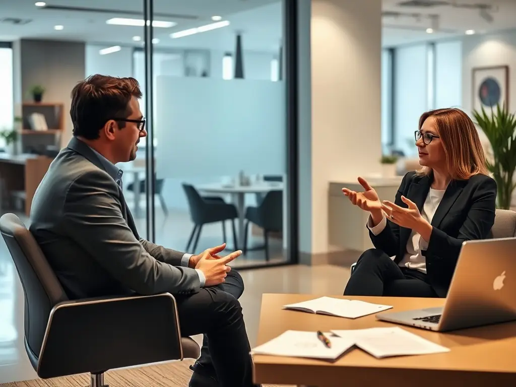 An image consultant advising a client on personal branding and professional appearance.